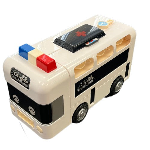 Ambulance Theme Toy Bus with Interactive Play Features Removable Medical Kit & Steering Wheel White - Educational Rescue Vehicle Toy for Kids Ages 3+ Ambulance Theme Toy Bus with Interactive Play Features Removable Medical Kit & Steering Wheel White - Educational Rescue Vehicle Toy for Kids Ages 3+